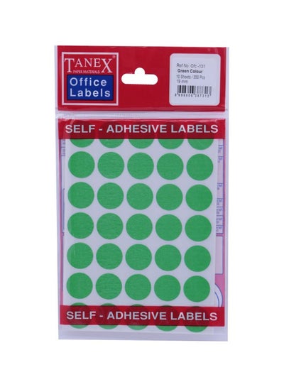 Buy 350-Piece Round Self Adhesive Labels Green in UAE