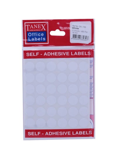 Buy 480-Piece Round Self Adhesive Labels White in UAE