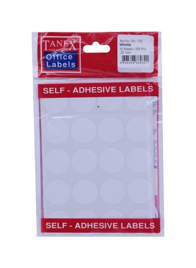 Buy 200-Piece Round Self Adhesive Labels White in UAE