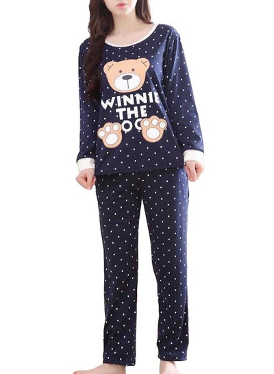 Buy Sweet Polka Dots Pajamas Set Blue/Beige in Saudi Arabia