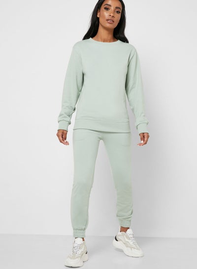 Buy Essential Sweatshirt Jogger Set Mint Green in Saudi Arabia