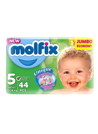 Buy 3D Technology Junior Diapers, Size 5, 11-18 kg, Jumbo Pack, 44 Count in UAE