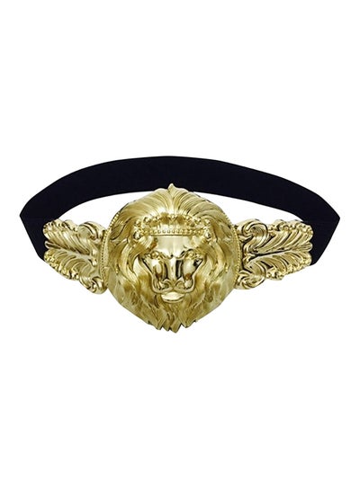 Buy Metal Lion Head Elastic Dress Belt Gold/Black in UAE