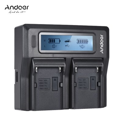 Buy Andoer NP-F970 Dual Channel Digital Camera Battery Charger Black in Saudi Arabia