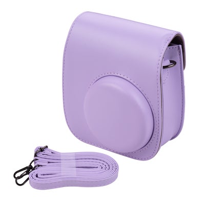 Buy Portable Instant Camera Case Bag Holder PU Leather With Shoulder Strap Purple in Saudi Arabia