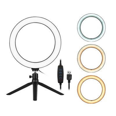 Buy 10 Inch LED Ring Light with Tripod Stand White/Warm Yellow/Warm White in Saudi Arabia