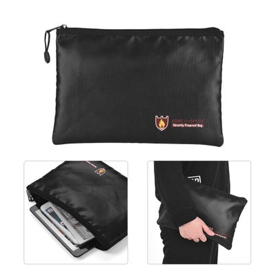 اشتري Fireproof Document Bag with Zipper Closure Storage أسود في السعودية