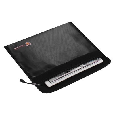 اشتري Fireproof Document Bag Silicone Coated Fire Resistant Money File Folder Holder Organizer Safe Storage أسود في السعودية