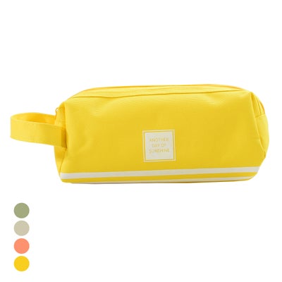 اشتري Large Capacity Canvas Pencil Case Pen Bag Makeup Pouch Stationary with Double Zipper أصفر في السعودية