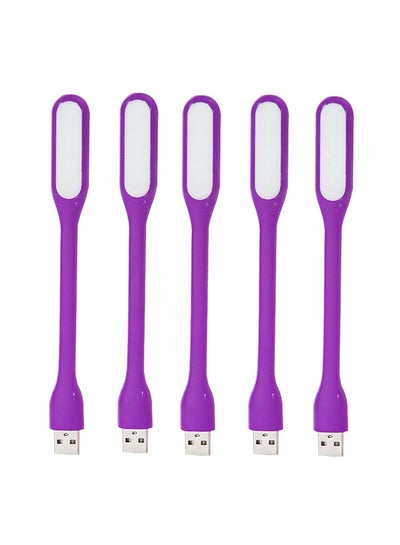 Buy 5-Piece Flexible Mini USB LED Night Light For Laptop And Power Bank Purple 16.51x1.78x0.89cm in UAE