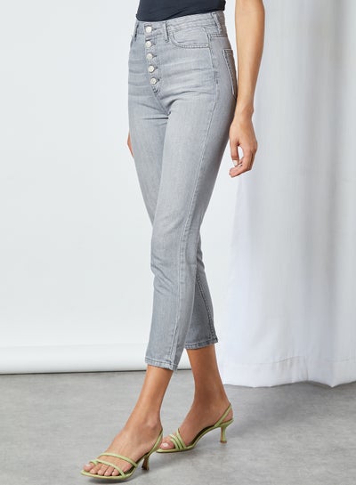 Buy High-Rise Mom Jeans Grey in UAE