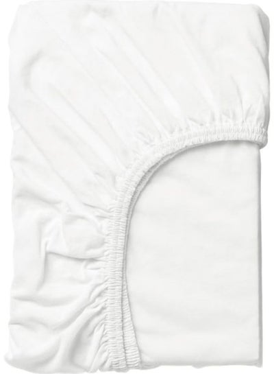 Buy Solid Pattern Fitted Sheet Cotton White 80x130cm in UAE