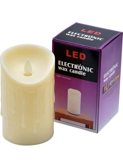 Buy Battery Operated LED Tea Light Candle White 7.5x12.5cm in Saudi Arabia