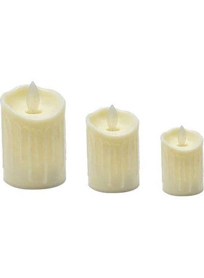 Buy 3-Piece Battery Operated Flameless LED Tea Light Candle Multicolor Large - 12x5, Medium - 10x5, Small - 8x5cm in UAE