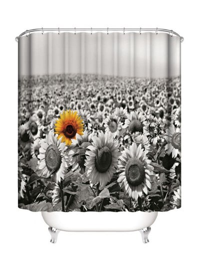 Buy Sunflower Printed Shower Curtain Grey/Yellow/White 165x180cm in UAE