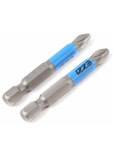 Buy 2-Piece Non-Slip Magnetic Screwdriver Bits Set Silver 50mm in Egypt