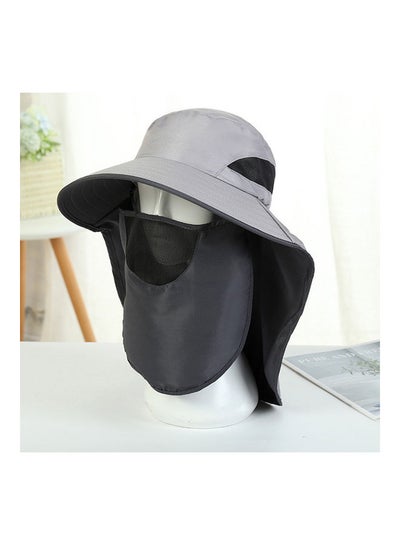 Buy UV-Protection Hat Hiking Hat with Removable Mesh Face Neck Flap Cover Fishing Cap for Man Women Light Grey 14.00*3.00*13.00cm in UAE