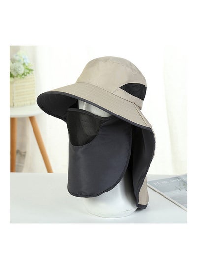 Buy UV-Protection Hat Hiking Hat with Removable Mesh Face Neck Flap Cover Fishing Cap for Man Women Beige 14.00*3.00*13.00cm in UAE