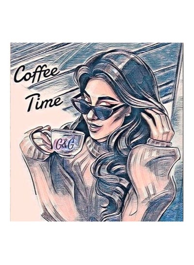 اشتري لوحة فنية للديكور من خشب إم دي إف مكتوب عليها Coffee Time أسود / بيج 30x0.5x30سم في الامارات