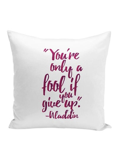 اشتري Aladdin Motivation Quote Throw Pillow With Stuffing أبيض/وردي 16x16 بوصة في الامارات