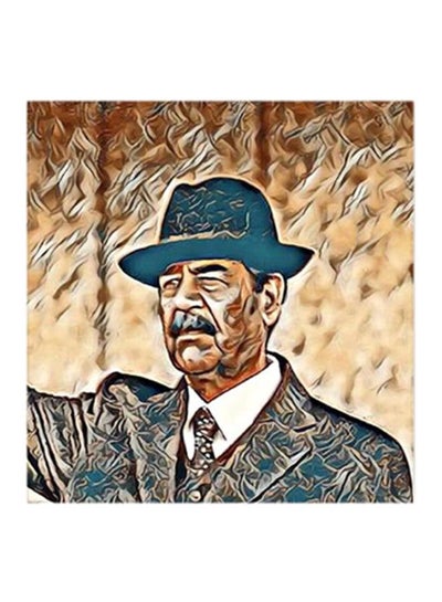 Buy Saddam Hussein MDF Wall Art Painting Green/Beige 30x30centimeter in UAE