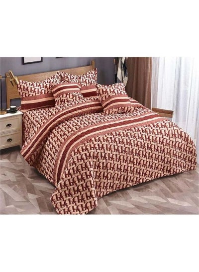 Buy 6-Piece Printed Compressed Comforter Set Microfiber Red/White in Saudi Arabia