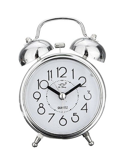 Buy Double Bells Bedside Alarm Clock Silver/White/Black 8x4.5x12cm in Egypt