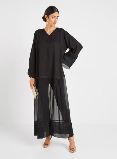 Buy Sheer Panel Abaya with Shayla Black in UAE