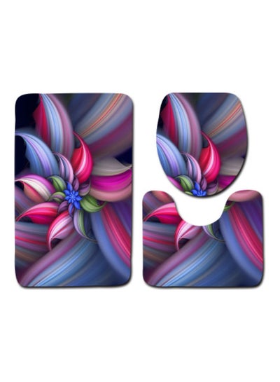 Buy 3-Piece Bath Mat Accessory Set multicolour 75x45cm in Saudi Arabia