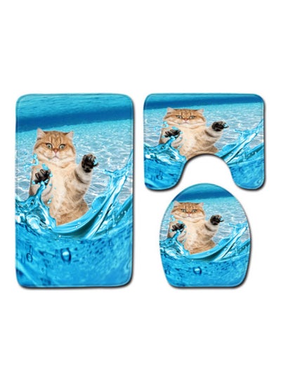 Buy 3-Piece Bath Mat Accessory Set multicolour 75x45cm in Saudi Arabia