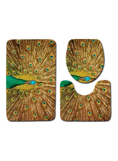 Buy 3-Piece Bath Mat Accessory Set multicolour 75x45cm in Saudi Arabia