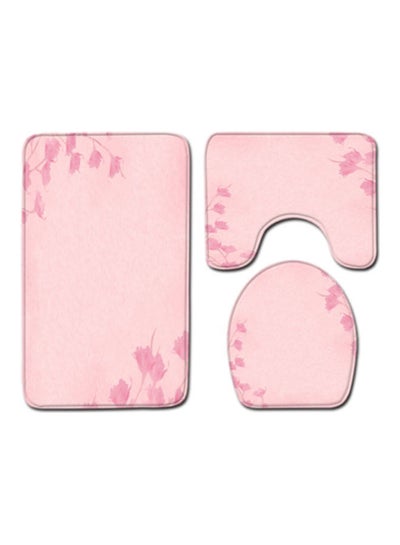 Buy 3-Piece Bath Mat Accessory Set pink 75x45cm in UAE