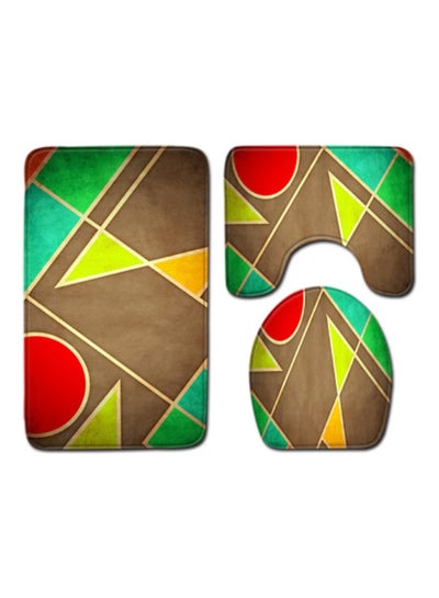 Buy 3-Piece Bath Mat Accessory Set Multicolour 75x45cm in Saudi Arabia