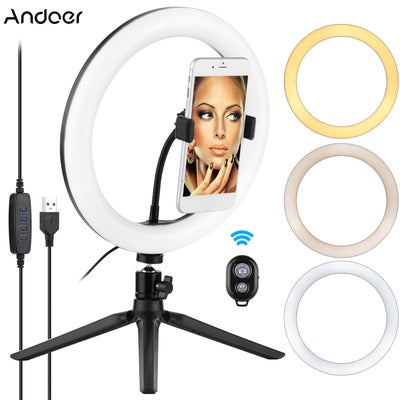 Buy 4-Piece 10" LED Ring Light Kit Black/White in Saudi Arabia