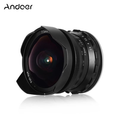 Buy Andover 7.5mm F2.8 180° Ultra Wide Angle Manual Focus Fisheye Lens Black in Saudi Arabia