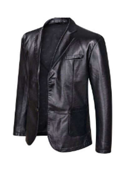 Buy Men's Leather Stylish Jacket black in UAE