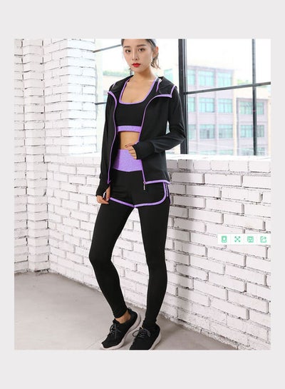 Buy 5-Piece Long Sleeve Yoga Suit purple in UAE