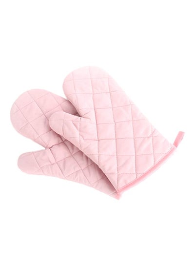 Buy Heat Proof Oven Mitt Gloves Pink 18x28cm in Egypt