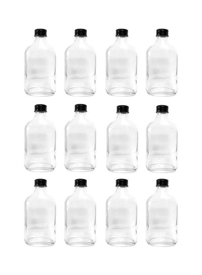 Buy 12-Piece Plastic Juice Bottle Clear/Black 12x250ml in UAE
