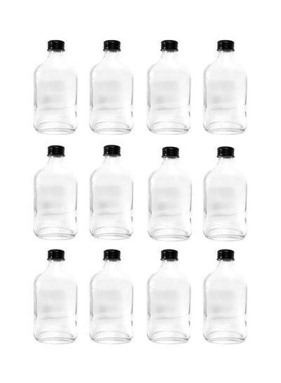 Buy 12-Piece Plastic Juice Bottle Clear/Black 12x150ml in UAE