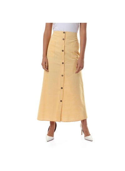 Buy Front Decorative Buttons Heather Skirt Yellow in Egypt