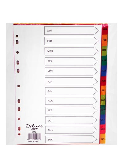 Buy 10-Piece Jan-Dec A4 Plastic Divider Multicolour in UAE