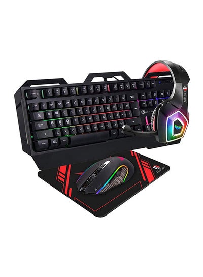Buy 4-In-1 Gaming Wired Keyboard With Mouse, Gaming Headset Combo And Mouse Pad English/Arabic in UAE