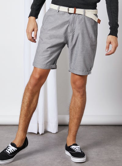 Buy Cantley Turn Up Shorts With Belt Grey in UAE