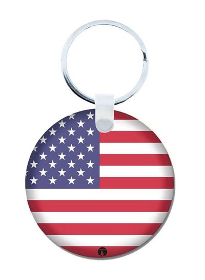 Buy 2-In-1 American Flag Printed Keychain White/Red/Blue in Saudi Arabia