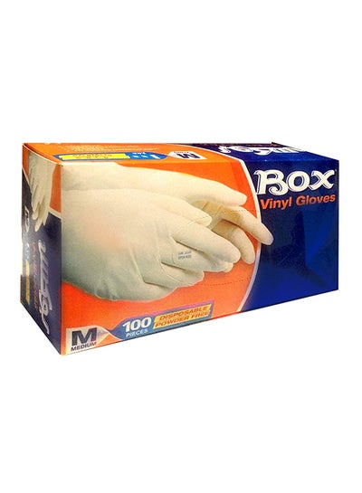 Buy 100-Piece Vinyl Gloves Powder White in Saudi Arabia