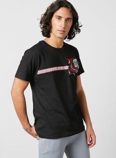 Buy Wolf Badge Crew Neck T-Shirt Jet Black in Egypt