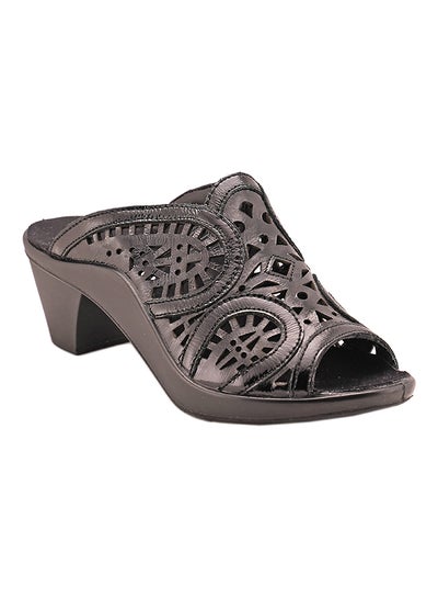 اشتري 117-306 Laser Cut Peep Toe Mules أسود في الامارات