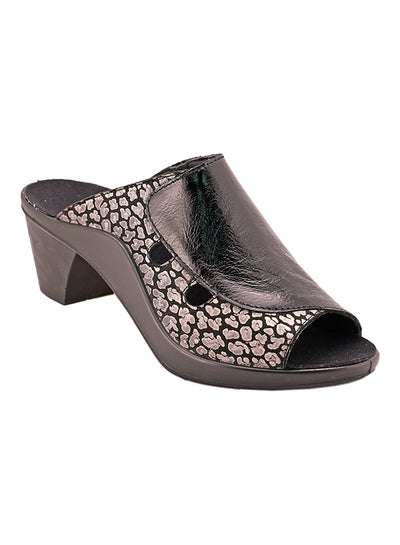 Buy 117-299 Textured Peep Toe Mules Black in UAE