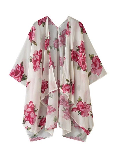 Buy Floral Printed Cover Up Beige/Red in Saudi Arabia